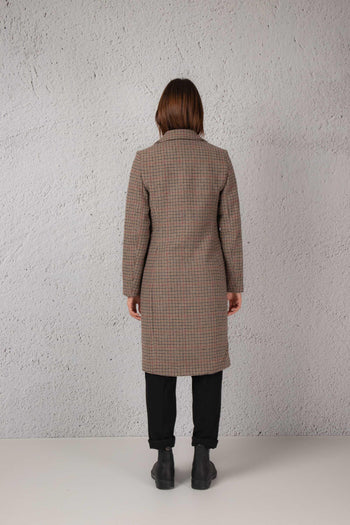 Moda Cappotto Check Taglio Uomo Marrone Donna - 4