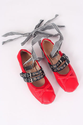 Ballerina Fibbia Borchie Vera Rosso/nero - 2