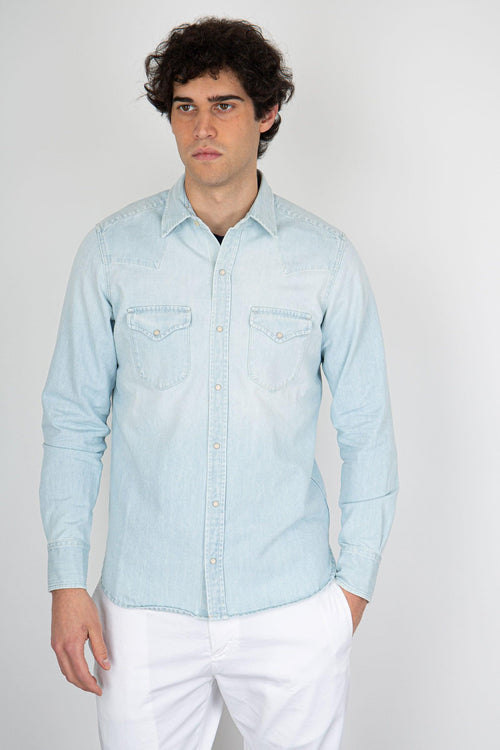 Camicia Denim Tex/j Blu Chiaro Uomo