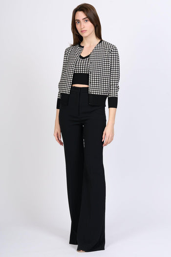 Cardigan Volto Crop Bianco/Nero Donna - 2