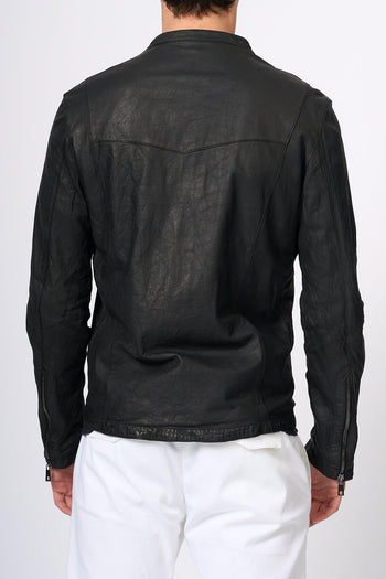 Biker Pelle Nero Uomo - 4