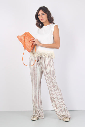 Pantalone Palazzo Riga Panna/coccio - 5