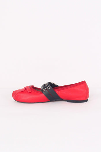 Ballerina Fibbia Borchie Vera Rosso/nero - 4