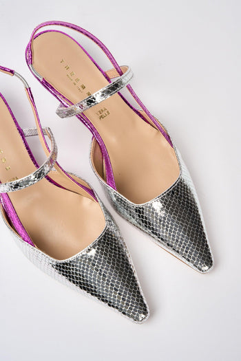 Slingback Argento+fuxia+argento Donna - 3