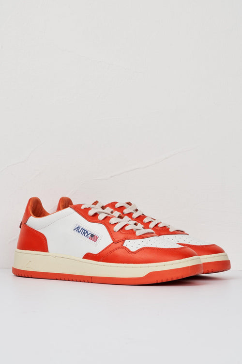 Medalist Low sneakers in pelle bianca e arancio - 2