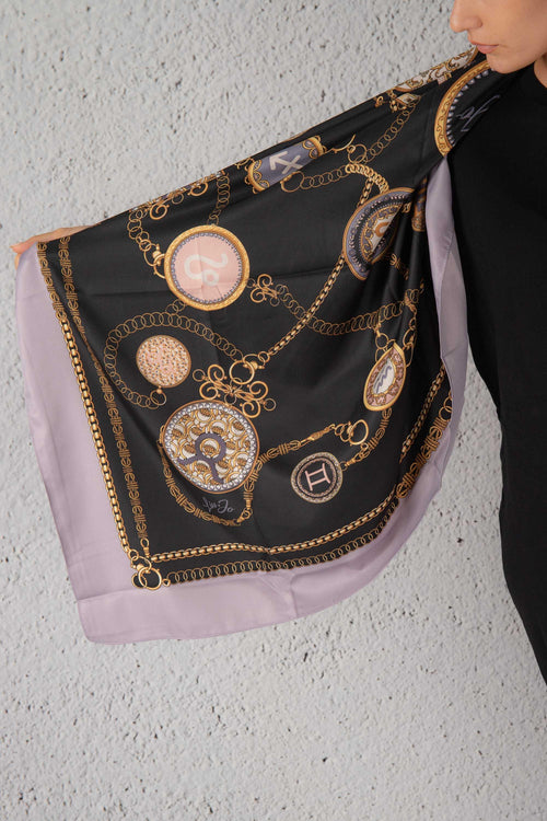 Foulard 120x120 Zodiac Nero Donna