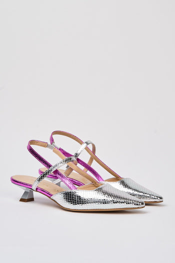 Slingback Argento+fuxia+argento Donna - 2