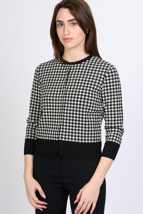 Cardigan Volto Crop Bianco/Nero Donna