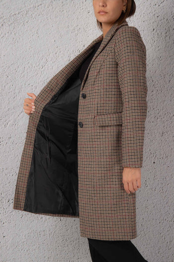 Moda Cappotto Check Taglio Uomo Marrone Donna - 3