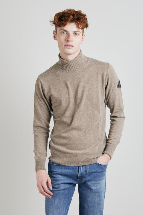 Turtle Neck Wool&ws Fin. 12 Beige Uomo - 1