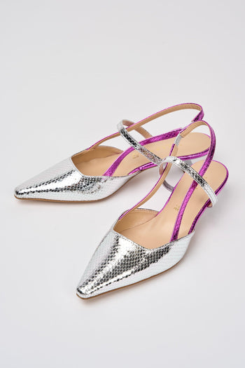 Slingback Argento+fuxia+argento Donna - 5