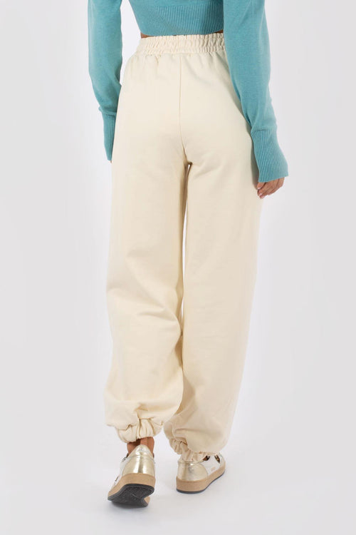 Pantalone Felpa Over Vita Alta Bianco Donna - 2