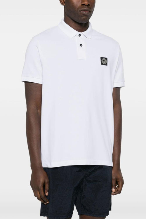 Polo Bianco Uomo Patch Logo