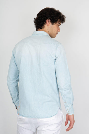 Camicia Denim Tex/j Blu Chiaro Uomo - 4