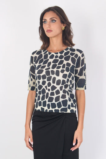 Tinatshirt Misto Lino Giraff Beige/nero - 7