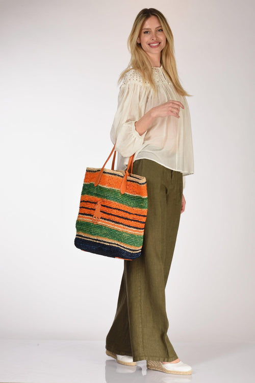 Borsa Raffia Arancio/multicolor Donna - 2