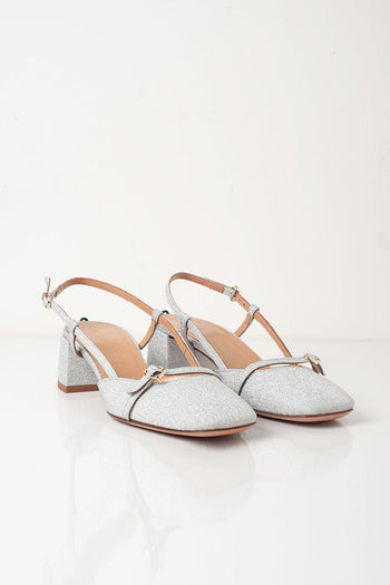 Slingback glitter argento - 4