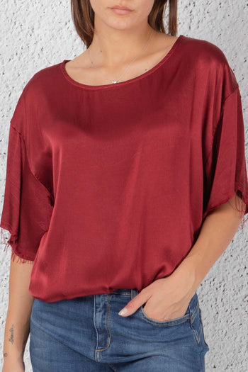 Blusa Over In Raso Rosso Donna - 3