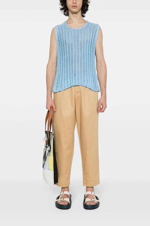 Pantalone Beige Uomo Elastico in Vita