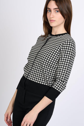 Cardigan Volto Crop Bianco/Nero Donna - 3