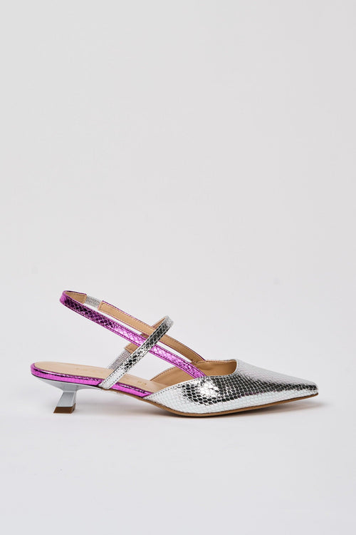 Slingback Argento+fuxia+argento Donna