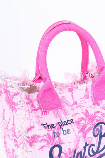 Shopping Canvas Fantasia Palme Bianco/rosa - 5