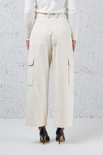 Weekend Pantalone Tasconato Gabardina Bianco Donna - 4