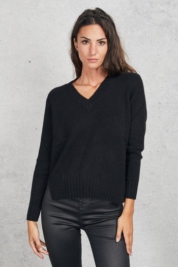 V Neck Sweater Nero Donna - 5