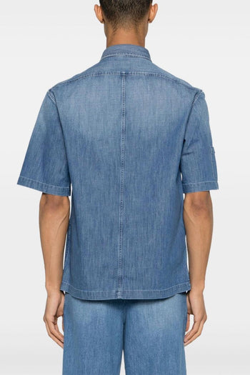 Camicia Blu Unisex denim a maniche corte - 4