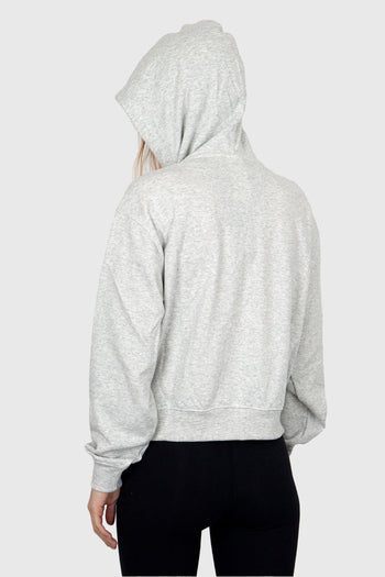 Felpa French Terry Full Zip Hoodie Cotone Grigio Chiaro - 4