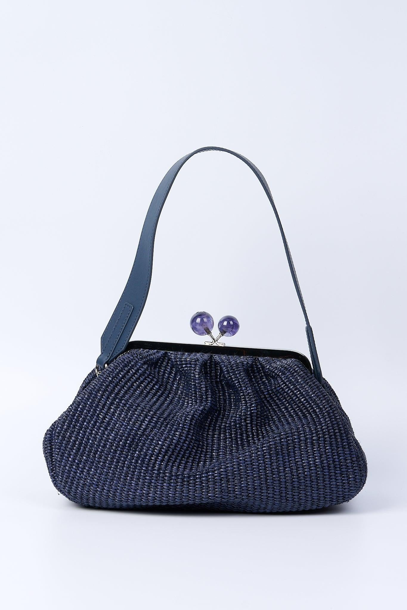 Max Mara Pasticcino Bag Fortuna Rafia Blu | Offporter.com su