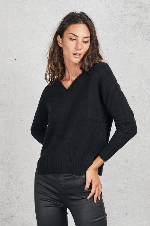 V Neck Sweater Nero Donna - 1