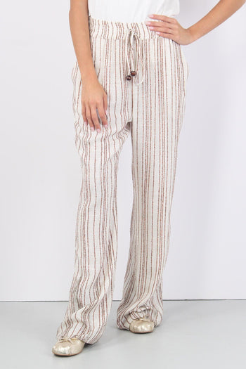 Pantalone Palazzo Riga Panna/coccio - 2