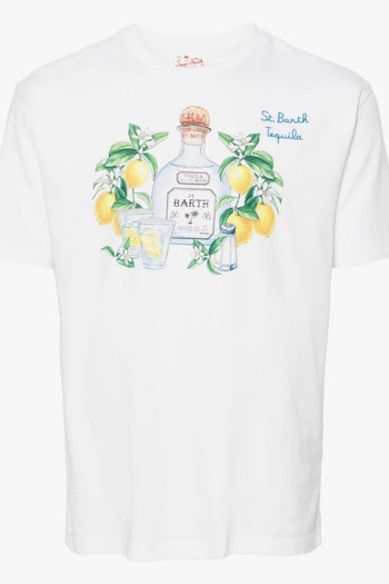 Saint Barth T-shirt Bianco Uomo Stampa Bottiglia Tequila - 5