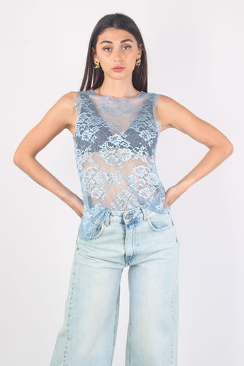 Canotta Pizzo Scavo Dietro Azzurro - 2