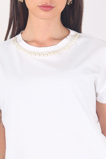 T-shirt Perle Collo Bianco - 7