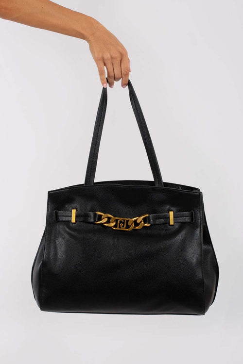 Tote Bag Con Catena Nero Donna