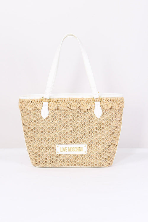 Shopping Rafia Logo Naturale/bianco