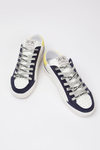Sneaker Bianco/navy/giallo Uomo - 5