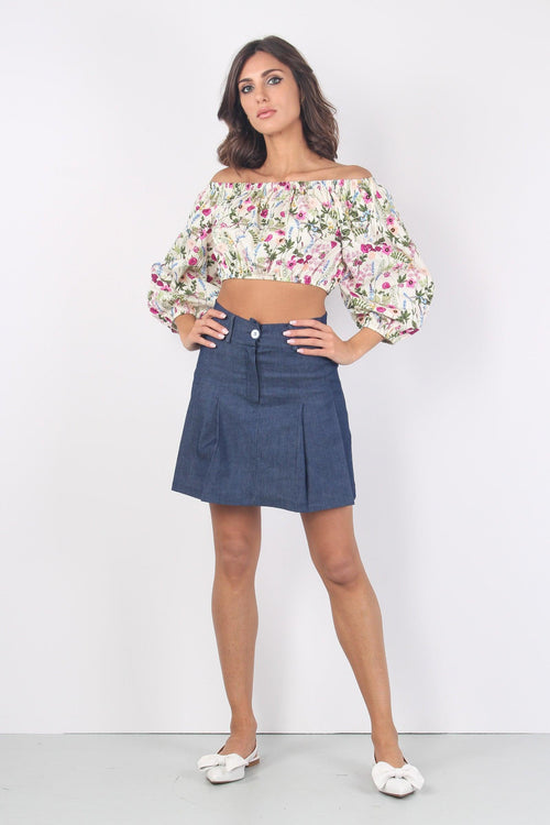 Minigonna Pieghe Chambry Blu