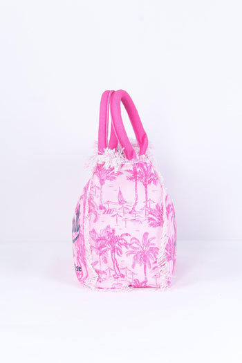 Shopping Canvas Fantasia Palme Bianco/rosa - 3