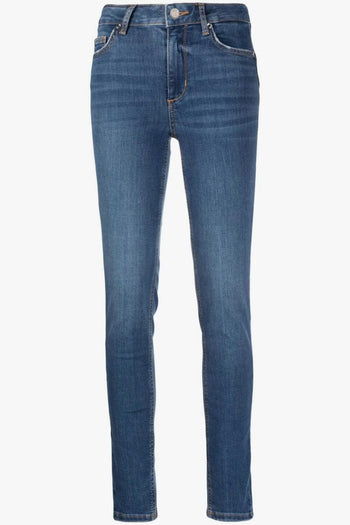 Jeans in Cotone/Poliestere Blu con Diamanti Sintetici - 5