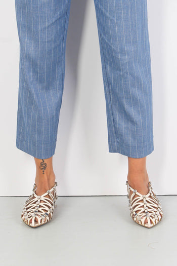 Pantalone Doppia Pence Gessato Denim - 9