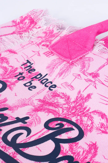 Shopping Canvas Fantasia Palme Bianco/rosa - 8