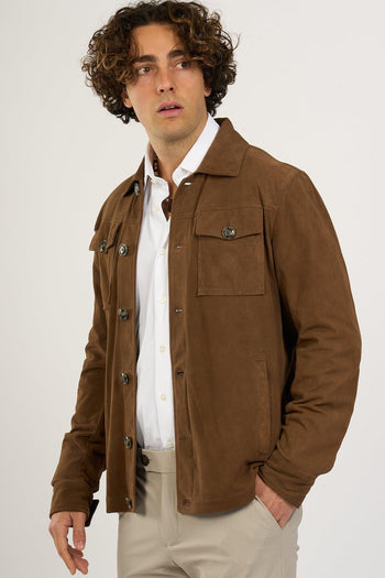 Over Shirt Scamosciata Marrone Uomo - 4