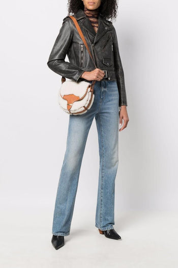 Giacca Chiodo in Pelle Nero stile biker - 2