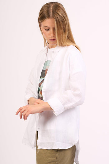 Camicia in Lino Bianco Donna - 4