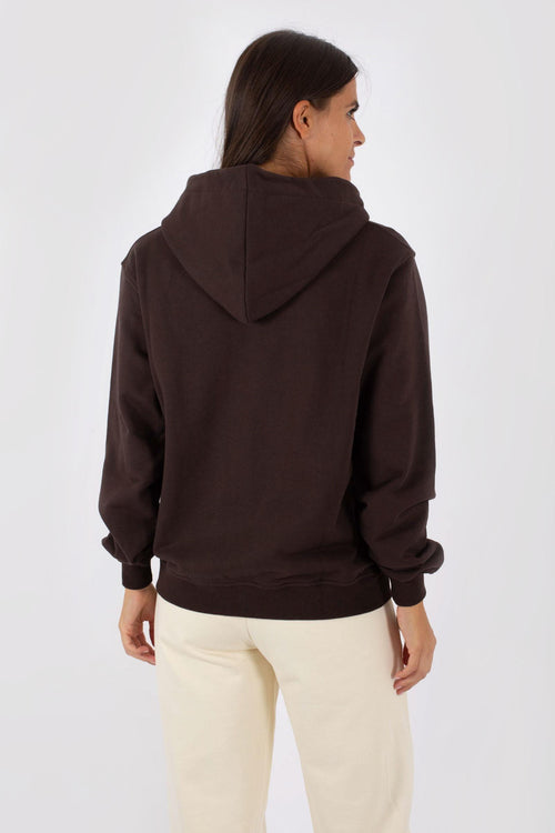 Felpa Cappuccio /zip Basica Marrone Donna - 2