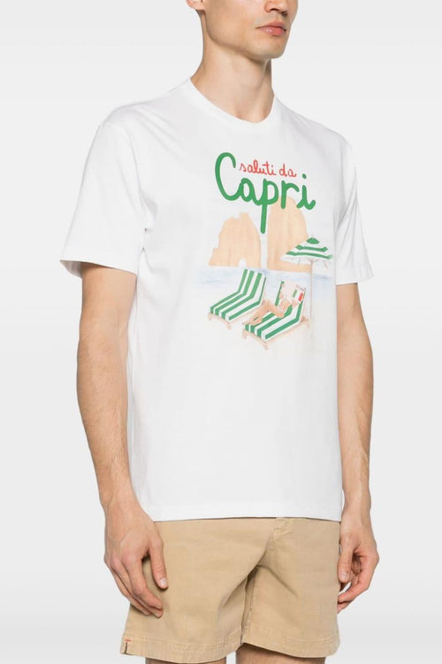 Saint Barth T-shirt Bianco Uomo Motivo Saluti da Capri - 2