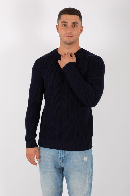 Pull Merino Fin. 7 Blu Uomo - 2